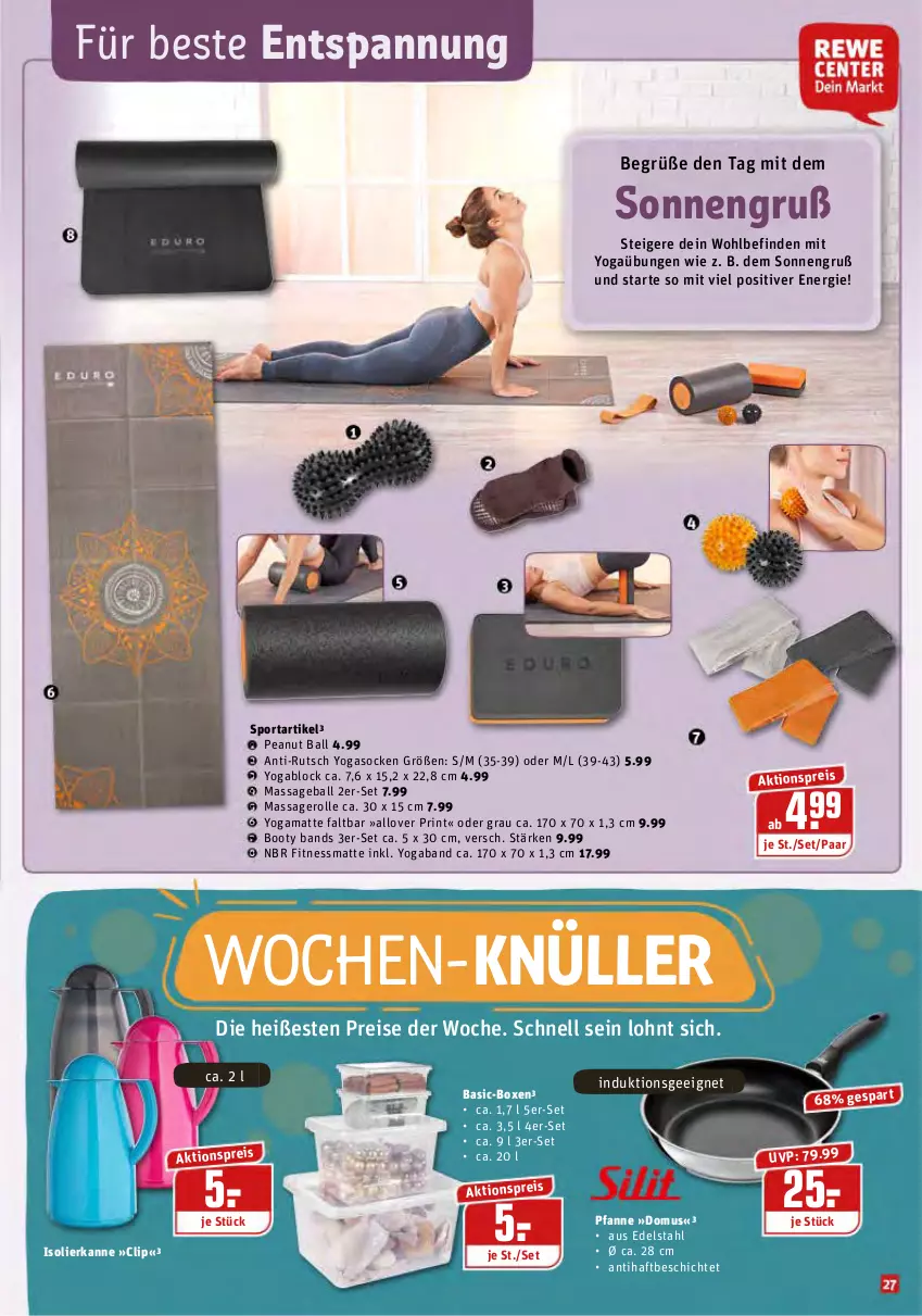 Aktueller Prospekt Rewe - Prospekte - von 08.02 bis 14.02.2021 - strona 27 - produkty: aktionspreis, ball, edelstahl, eis, isolierkanne, pfanne, reis, socken, Sport, Ti, Yo