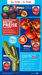 Gazetka promocyjna AldiSud - NÄCHSTE WOCHE - Gazetka - ważna od 19.08 do 19.08.2023 - strona 5 - produkty: aldi, angebot, asti, bio, Bio-Obst, decke, eis, elle, henkel, korb, kracher, obst, Obst und Gemüse, reis, rispentomaten, rum, Ti, tomate, tomaten, und gemüse, ZTE, zucchini