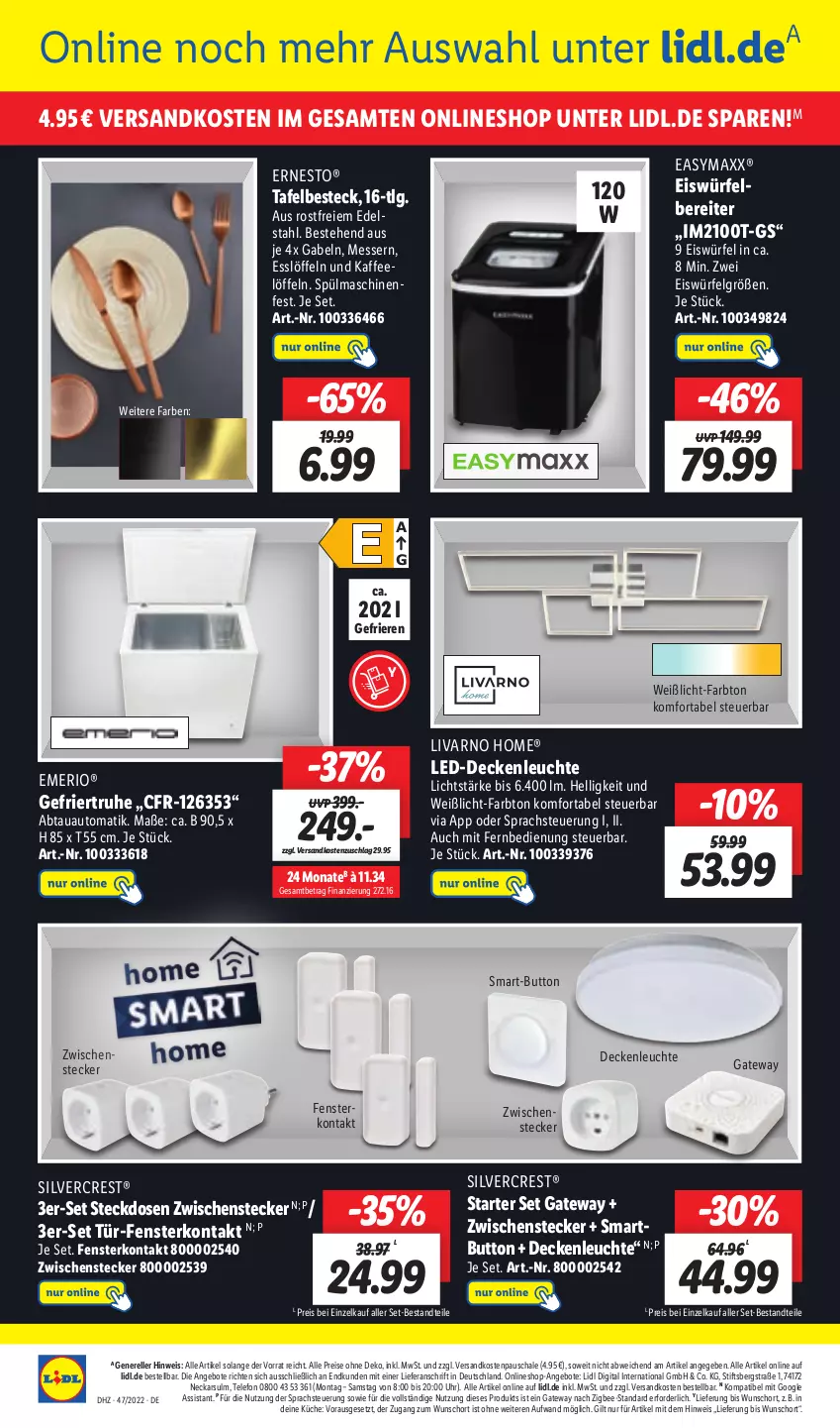 Aktueller Prospekt Lidl - Aktionsprospekt - von 21.11 bis 26.11.2022 - strona 20 - produkty: abtauautomatik, angebot, angebote, auto, besteck, decke, deckenleuchte, easymaxx, edelstahl, eis, eiswürfel, eiswürfelbereiter, elle, ernesto, fenster, fernbedienung, gabel, kaffee, küche, led-deckenleuchte, Leuchte, LG, Löffel, messer, mit fernbedienung, ndk, reis, rel, Schal, Schale, silvercrest, spülmaschinen, steckdose, telefon, Ti, uhr, würfel