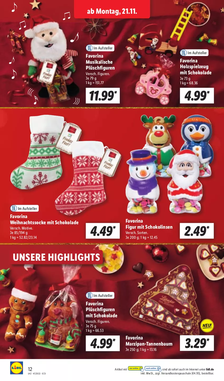 Aktueller Prospekt Lidl - Aktionsprospekt - von 21.11 bis 26.11.2022 - strona 40 - produkty: Bau, elle, Holz, linsen, marzipan, ndk, Plüsch, Schal, Schale, schoko, schokolade, Schokolinsen, spielzeug, Tannenbaum, teller, Ti