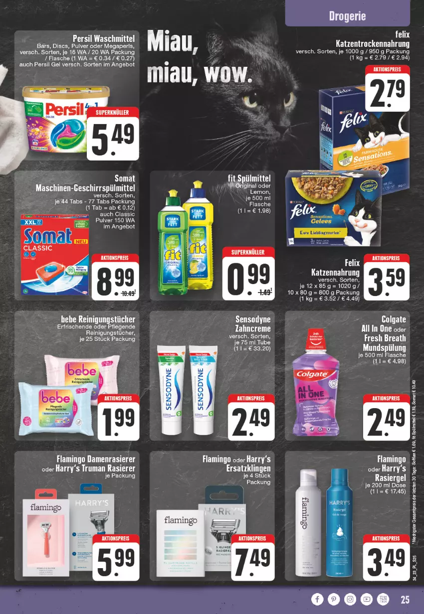 Aktueller Prospekt E Center - Angebote der Woche - von 21.08 bis 26.08.2023 - strona 25 - produkty: aktionspreis, angebot, colgate, creme, Damenrasierer, eis, elle, felix, flasche, geschirr, geschirrspülmittel, gin, katzennahrung, LG, megaperls, mundspülung, persil, persil waschmittel, rasierer, rasiergel, Reinigung, reinigungstücher, reis, rum, sensodyne, Softlan, somat, spülmittel, spülung, tee, Ti, Trockennahrung, tücher, waschmittel, zahncreme, ZTE