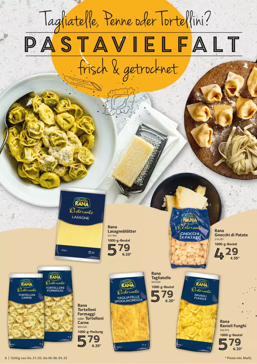 Aktueller Prospekt Selgros - Food - von 31.03 bis 06.04.2022 - strona 6 - produkty: beutel, eis, elle, gnocchi, maggi, pasta, penne, Rana, ravioli, reis, tagliatelle, Ti, torte, tortelloni