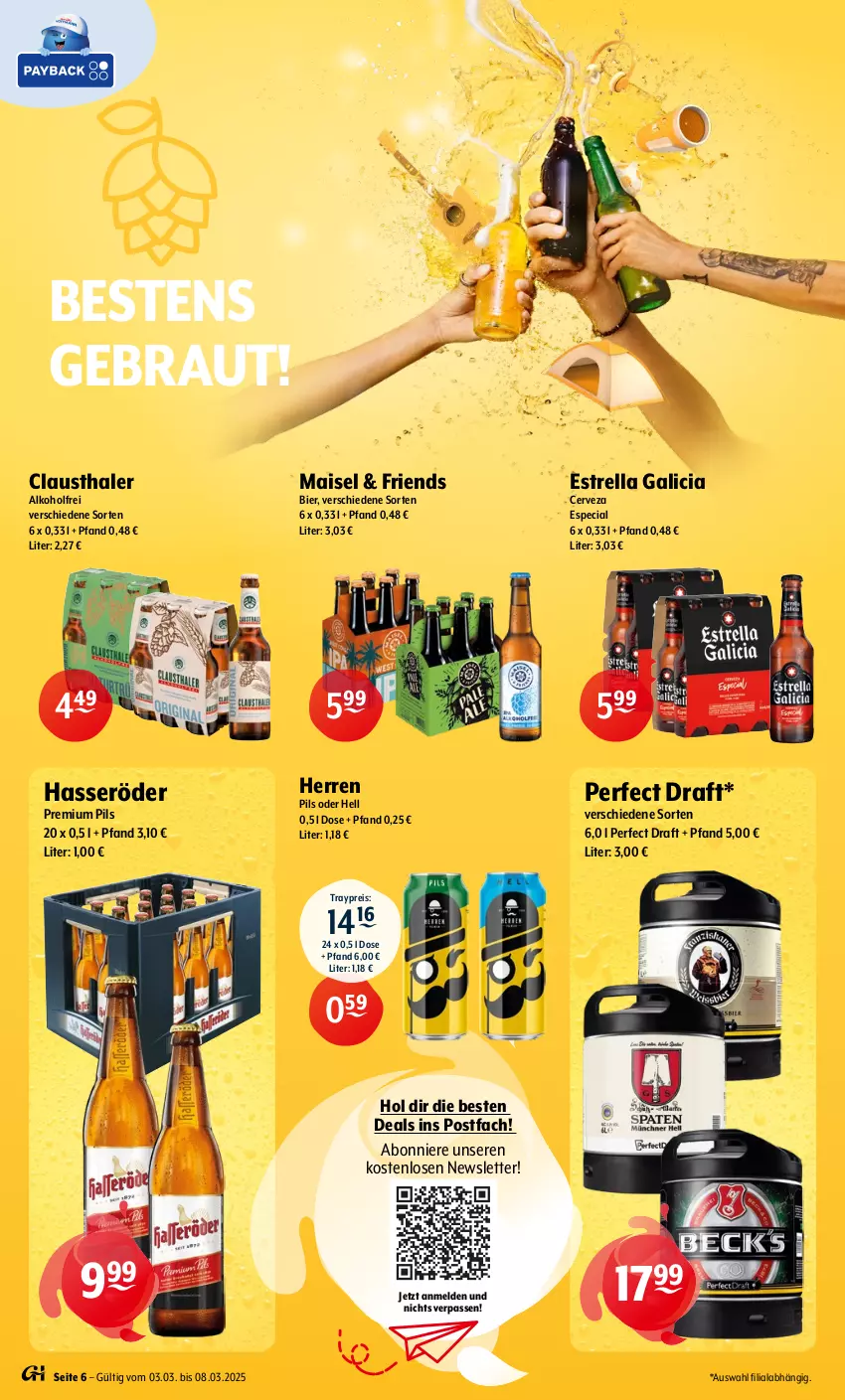 Aktueller Prospekt Getraenke Hoffmann - Prospekte - von 03.03 bis 08.03.2025 - strona 6 - produkty: alkohol, aust, bier, clausthaler, eis, hasseröder, mais, pils, premium pils, reis, rel, Ti