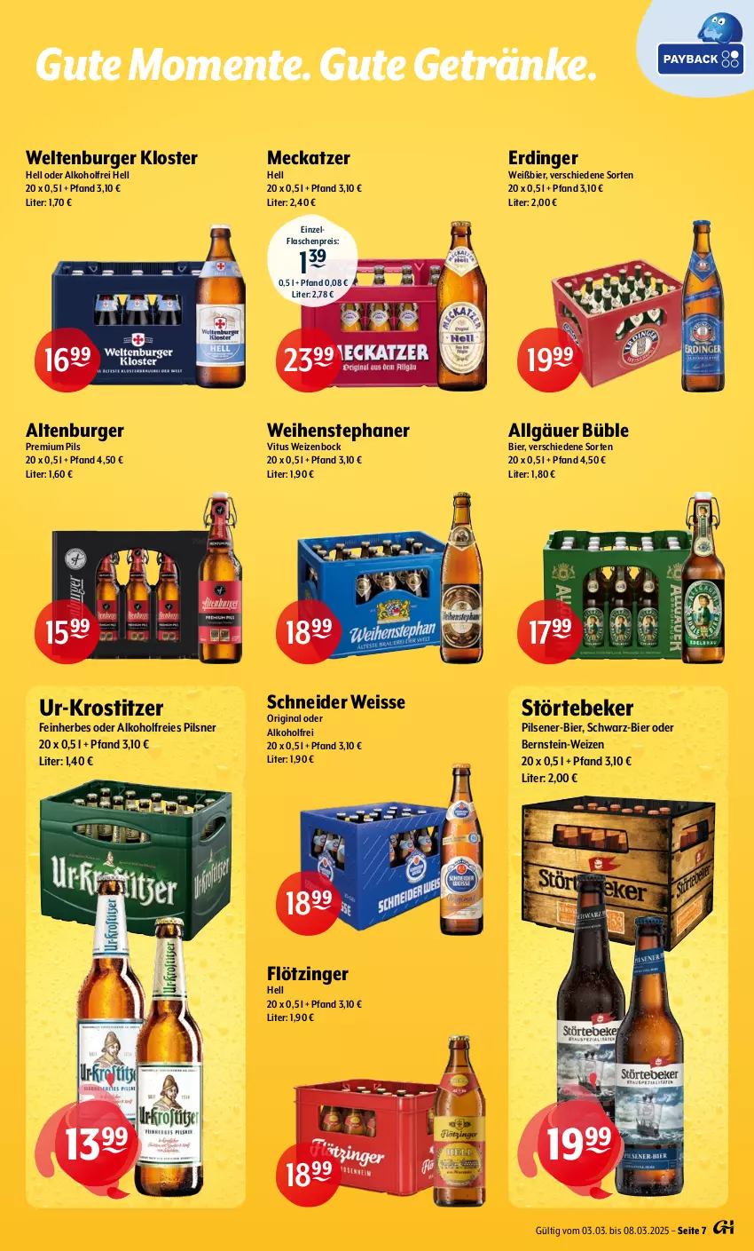 Aktueller Prospekt Getraenke Hoffmann - Prospekte - von 03.03 bis 08.03.2025 - strona 7 - produkty: alkohol, altenburger, bier, burger, eis, ente, erdinger, flasche, getränk, getränke, gin, LG, pils, pilsener, pilsner, premium pils, reis, störtebeker, Ti, weihenstephan