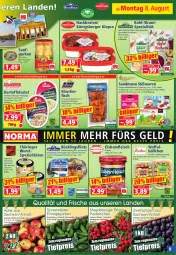 Gazetka promocyjna Norma - Norma - Gazetka - ważna od 15.08 do 15.08.2022 - strona 9 - produkty: apfel, auer, Bau, Bauer, Becher, Berger, braten, burger, creme, eis, filet, filets, fisch, fleisch, fleischsalat, Garten, gurke, gurken, hering, Herings, heringsfilets, honig, Honig-Senf, jagdwurst, joghur, joghurt, kartoffel, kartoffelsalat, Königsberger Klopse, Kraut, kräuter, kräutern, kühlregal, lachs, lachsfilet, lachsfilets, leberwurst, limette, limetten, mac, Mett, metten, milch, Nougatcreme, obst, pfeffer, pflanze, pflanzen, Pflanzenöl, Pusztasalat, radieschen, regal, reis, riegel, ring, rotkohl, Rotwurst, sac, salat, sauce, Sauerkraut, schoko, senf, Spezi, spreewälder, spreewaldhof, Ti, tiefpreis, tomate, tomaten, vanille, Waffelröllchen, wurst