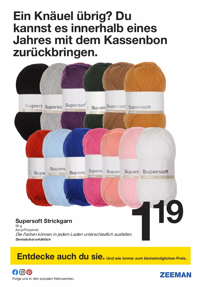 Aktueller Prospekt Zeeman - Prospekte - von 31.08 bis 13.09.2024 - strona 23 - produkty: decke, eis, LG, reis, ring, Strickgarn