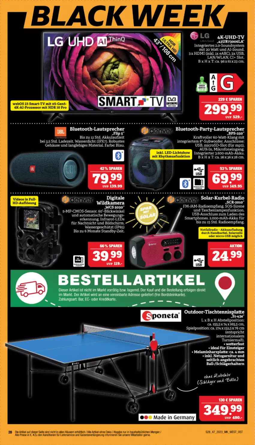 Aktueller Prospekt Marktkauf - Prospekt - von 19.11 bis 25.11.2023 - strona 28 - produkty: akku, auto, ball, ente, HDMI, kamera, Lampe, latte, lautsprecher, leds, LG, microsd, Mp3, Radio, Ria, smartphone, smartphones, Subwoofer, Tasche, taschen, taschenlampe, tee, Ti, tisch, usb, wasser, Wild, Wildkamera