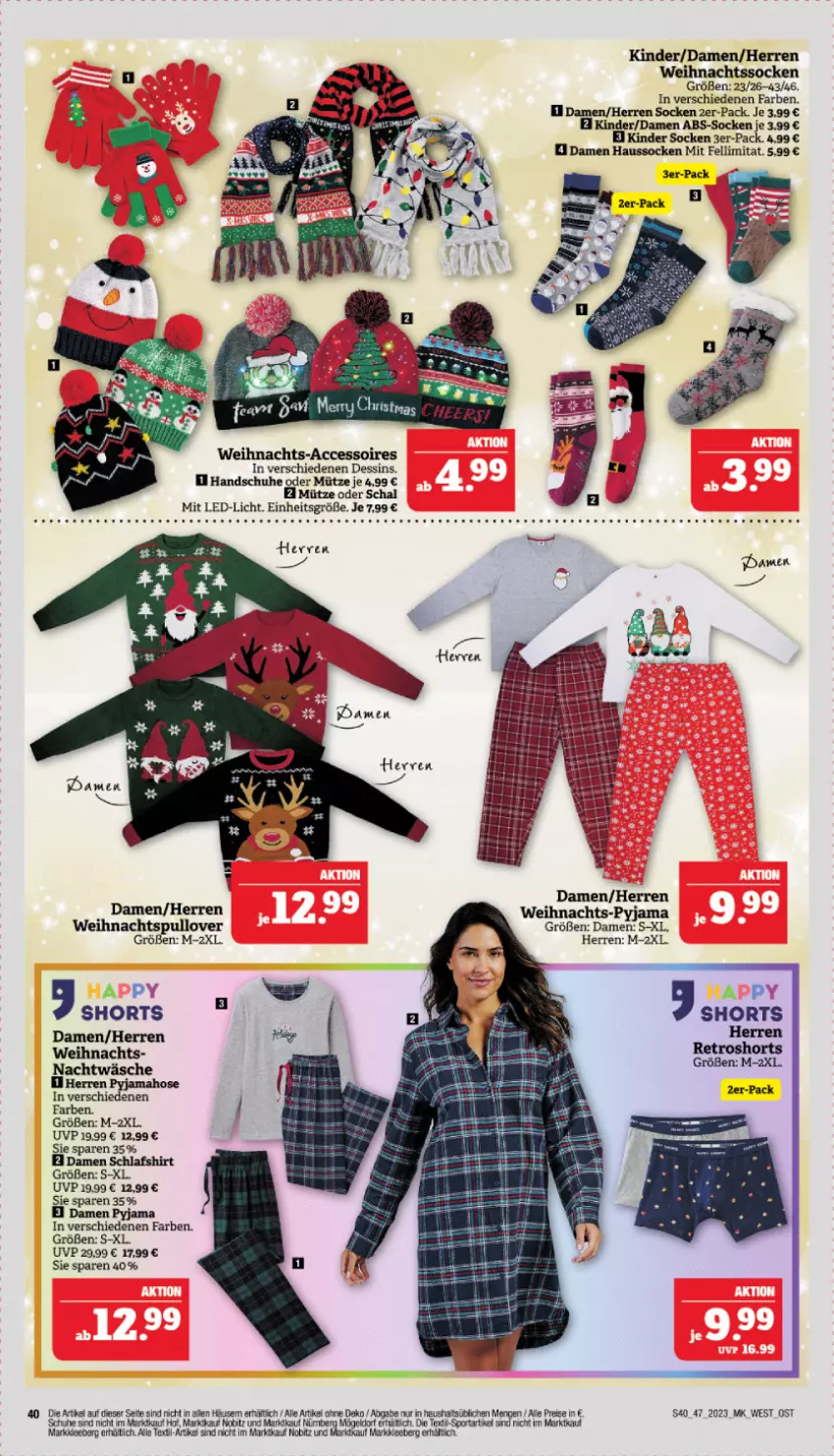 Aktueller Prospekt Marktkauf - Prospekt - von 19.11 bis 25.11.2023 - strona 40 - produkty: ACC, accessoires, eis, handschuhe, Haussocken, hose, Kinder, led-licht, Mütze, Pullover, Pyjama, reis, retroshorts, Schal, schuhe, shorts, socken, Sport, Ti