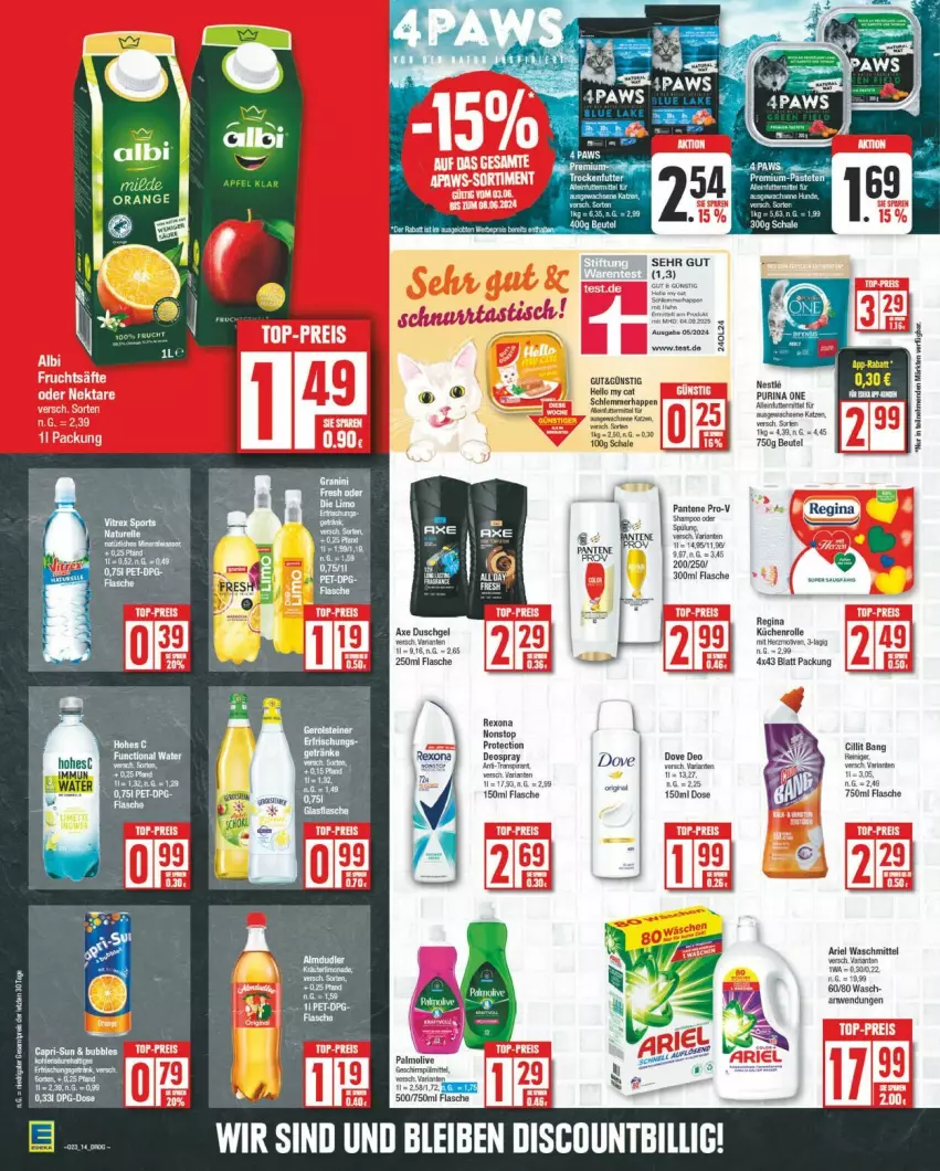 Aktueller Prospekt Edeka - Prospekte - von 03.06 bis 08.06.2024 - strona 14 - produkty: ariel, ariel waschmittel, beutel, discount, dove, flasche, gin, küche, Küchen, küchenrolle, olive, palmolive, purina, rexona, Ti, waschmittel