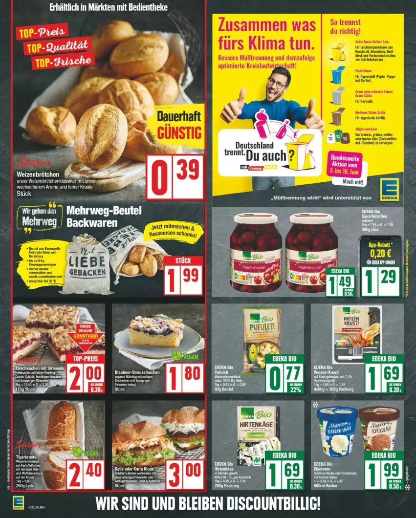 Aktueller Prospekt Edeka - Prospekte - von 03.06 bis 08.06.2024 - strona 8 - produkty: aeg, arla, brötchen, discount, eis, geback, reis, Ti, weizenbrötchen