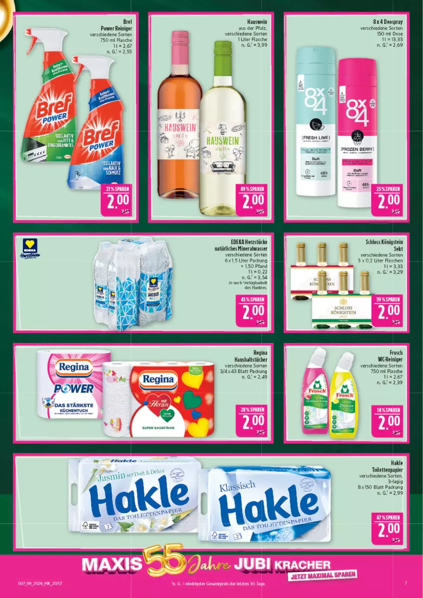 Aktueller Prospekt Marktkauf - Prospekt - von 22.02 bis 28.02.2026 - strona 7 - produkty: Alwa, Brei, deka, deo, deospray, flasche, gin, hakle, hakle toilettenpapier, haushaltstücher, küche, Küchen, mineralwasser, natürliches mineralwasser, papier, reiniger, sekt, toilettenpapier, tuc, tücher, wasser, wc-reiniger, wein
