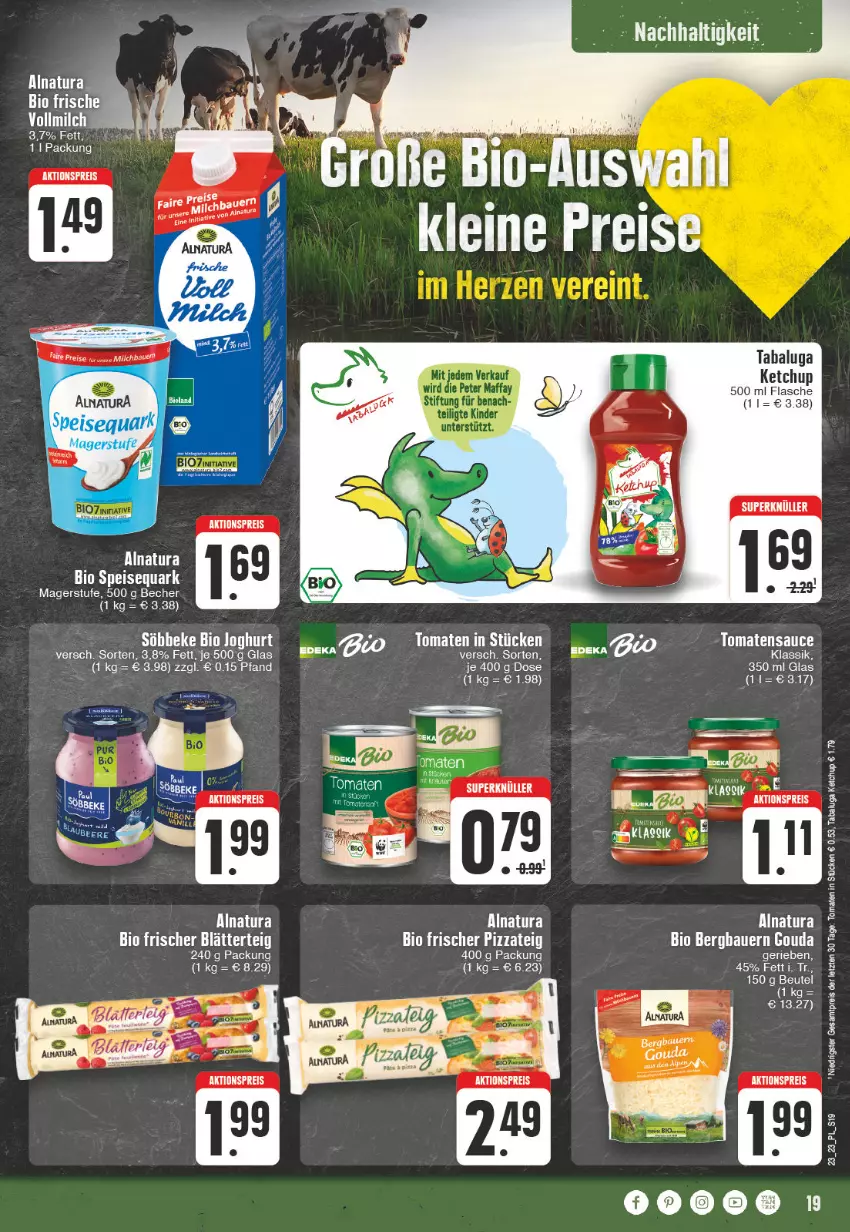 Aktueller Prospekt E Center - Angebote der Woche - von 29.05 bis 03.06.2023 - strona 19 - produkty: aktionspreis, auer, Bau, Bauer, Becher, beutel, bio, blätterteig, eis, flasche, gouda, joghur, joghurt, ketchup, leine, natur, natura, quark, reis, sauce, speisequark, tee, Ti, tomate, tomaten, tomatensauce, ZTE