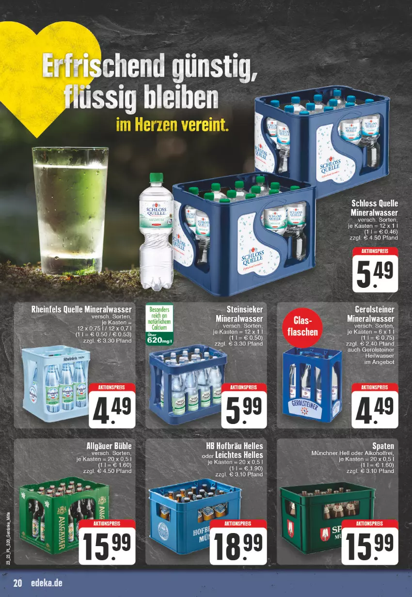 Aktueller Prospekt E Center - Angebote der Woche - von 29.05 bis 03.06.2023 - strona 20 - produkty: alkohol, Alwa, angebot, elle, ente, gerolsteine, gerolsteiner, LG, mineralwasser, rheinfels quelle, Spaten, steiner, Steinsieker, tee, Ti, wasser