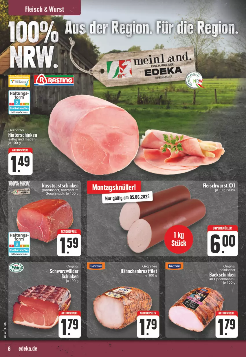 Aktueller Prospekt E Center - Angebote der Woche - von 29.05 bis 03.06.2023 - strona 6 - produkty: aktionspreis, deka, eis, gin, hinterschinken, Mantel, nuss, reis, saft, schinken, Speck, tee, Ti, toast, Toastschinken, uhr, wurst