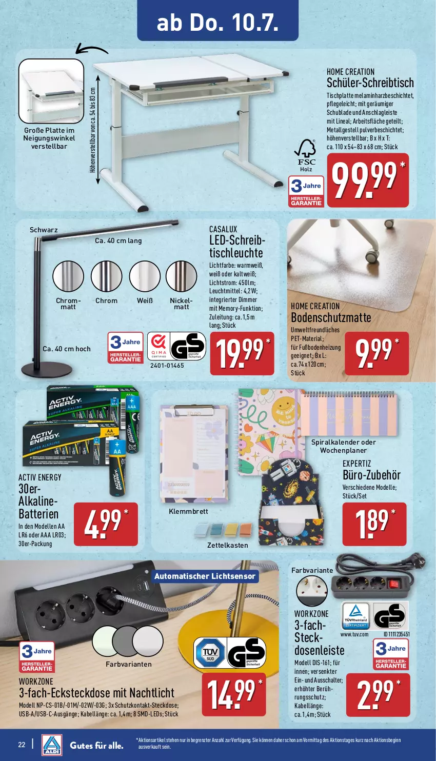 Aktueller Prospekt Aldi Nord - Von Montag - von 07.07 bis 12.07.2025 - strona 22 - produkty: auto, batterie, batterien, dell, dimmer, eis, elle, expertiz, gin, gsw, Holz, HP, latte, leds, Leuchte, leuchtmittel, LG, Mode, Nachtlicht, Ria, Schal, schreibtisch, steckdose, Ti, tisch, tischleuchte, tischplatte, usb, ZTE