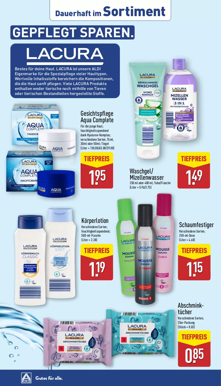 Aktueller Prospekt Aldi Nord - Von Montag - von 07.07 bis 12.07.2025 - strona 38 - produkty: aldi, aqua, auer, eis, elle, flasche, gesichtspflege, hyaluron, Körperlotion, Lotion, mizellen, reis, schaumfestiger, Spezi, Ti, tiefpreis, Tiere, tücher, waschgel, wasser