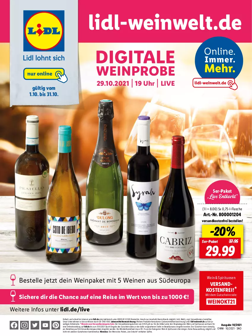 Aktueller Prospekt Lidl - Beste Weine für jeden Anlass - von 30.09 bis 31.10.2021 - strona 1