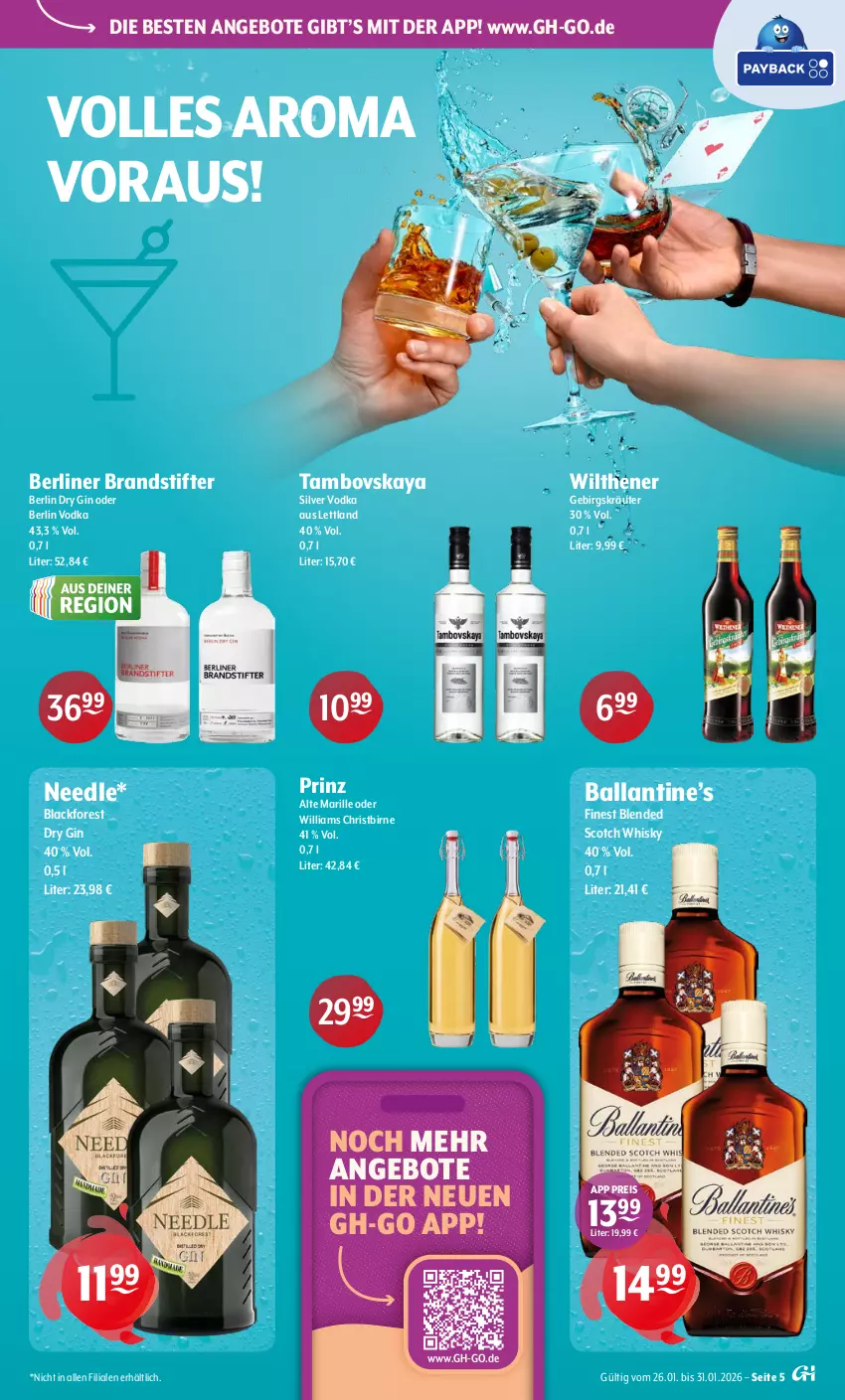Aktueller Prospekt Getraenke Hoffmann - Prospekte - von 26.01 bis 31.01.2026 - strona 5 - produkty: angebot, angebote, ball, berliner, blended scotch, blended scotch whisky, dry gin, eis, gin, kräuter, lack, reis, scotch, scotch whisky, stifte, Ti, vodka, whisky, wilthener