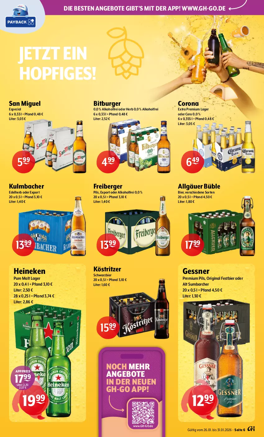 Aktueller Prospekt Getraenke Hoffmann - Prospekte - von 26.01 bis 31.01.2026 - strona 6 - produkty: alkohol, angebot, angebote, Berger, bier, bitburger, burger, corona, corona extra, eis, Freiberger, Gessner, gin, heineken, köstritzer, LG, pils, premium pils, reis, Ti