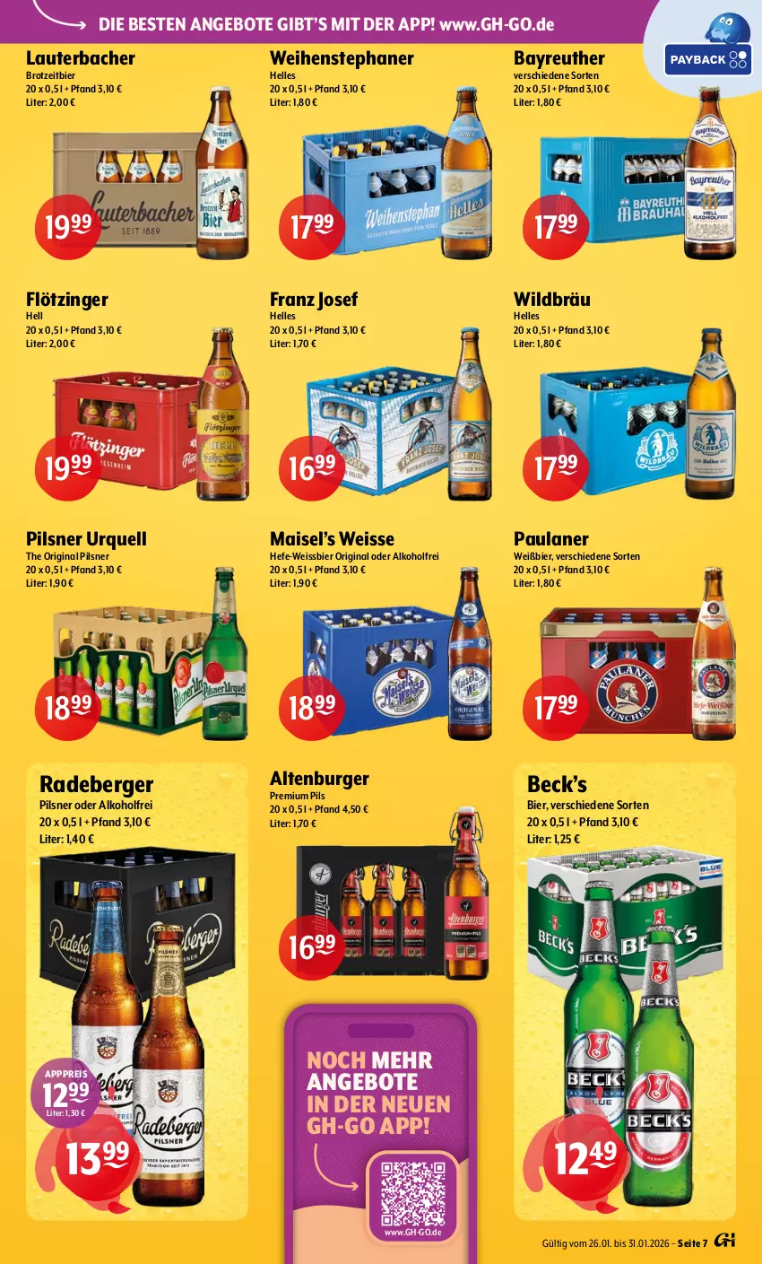 Aktueller Prospekt Getraenke Hoffmann - Prospekte - von 26.01 bis 31.01.2026 - strona 7 - produkty: alkohol, altenburger, angebot, angebote, Berger, bier, brot, burger, eis, elle, gin, Hefe, mais, Paula, paulaner, pils, pilsner, pilsner urquell, premium pils, radeberger, radeberger pilsner, reis, Ti, weihenstephan, weissbier, Wild