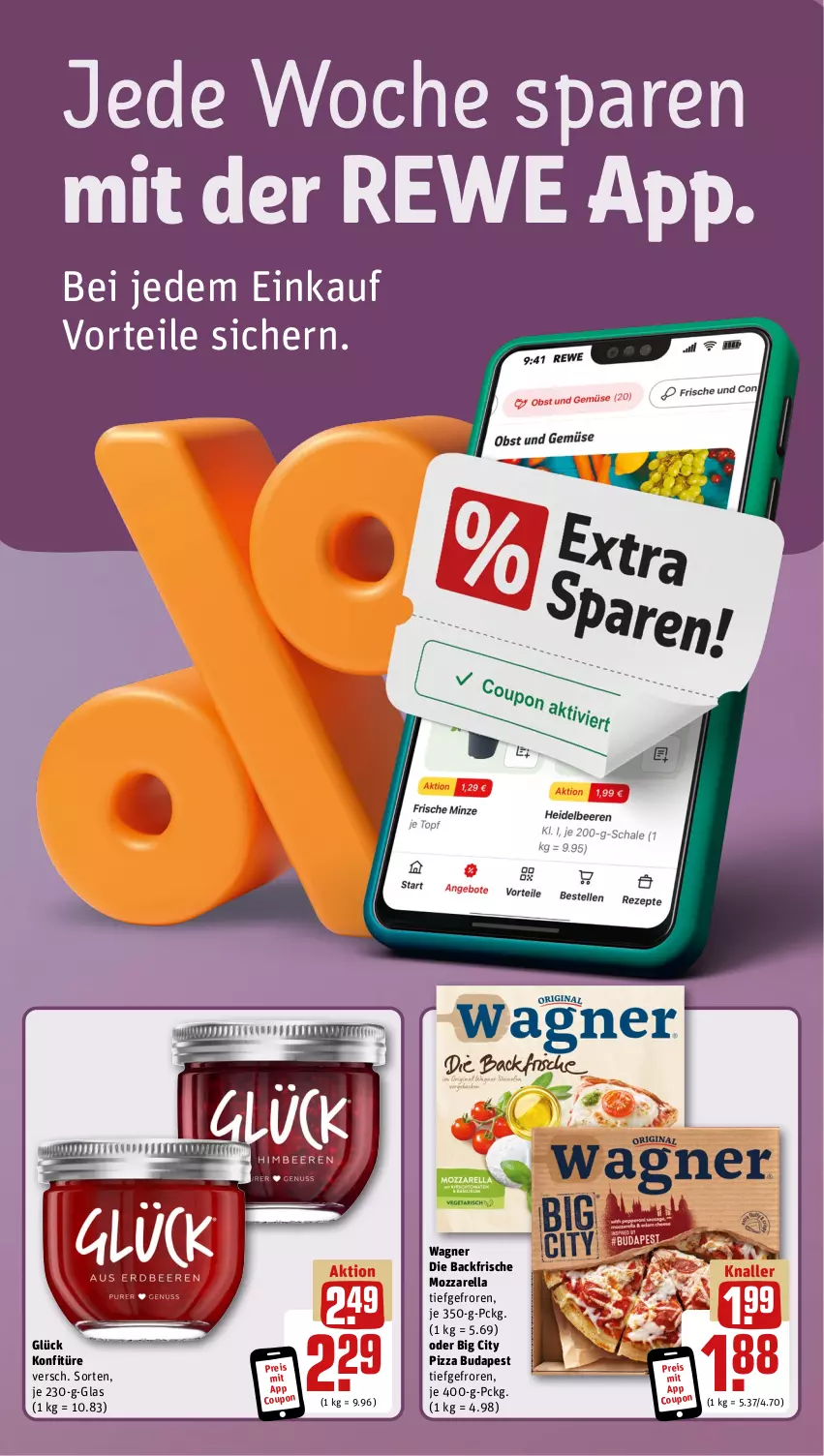 Aktueller Prospekt Rewe - Prospekte - von 02.12 bis 07.12.2024 - strona 2 - produkty: coupon, eis, konfitüre, mozzarella, pizza, reis, rel, Ti, wagner