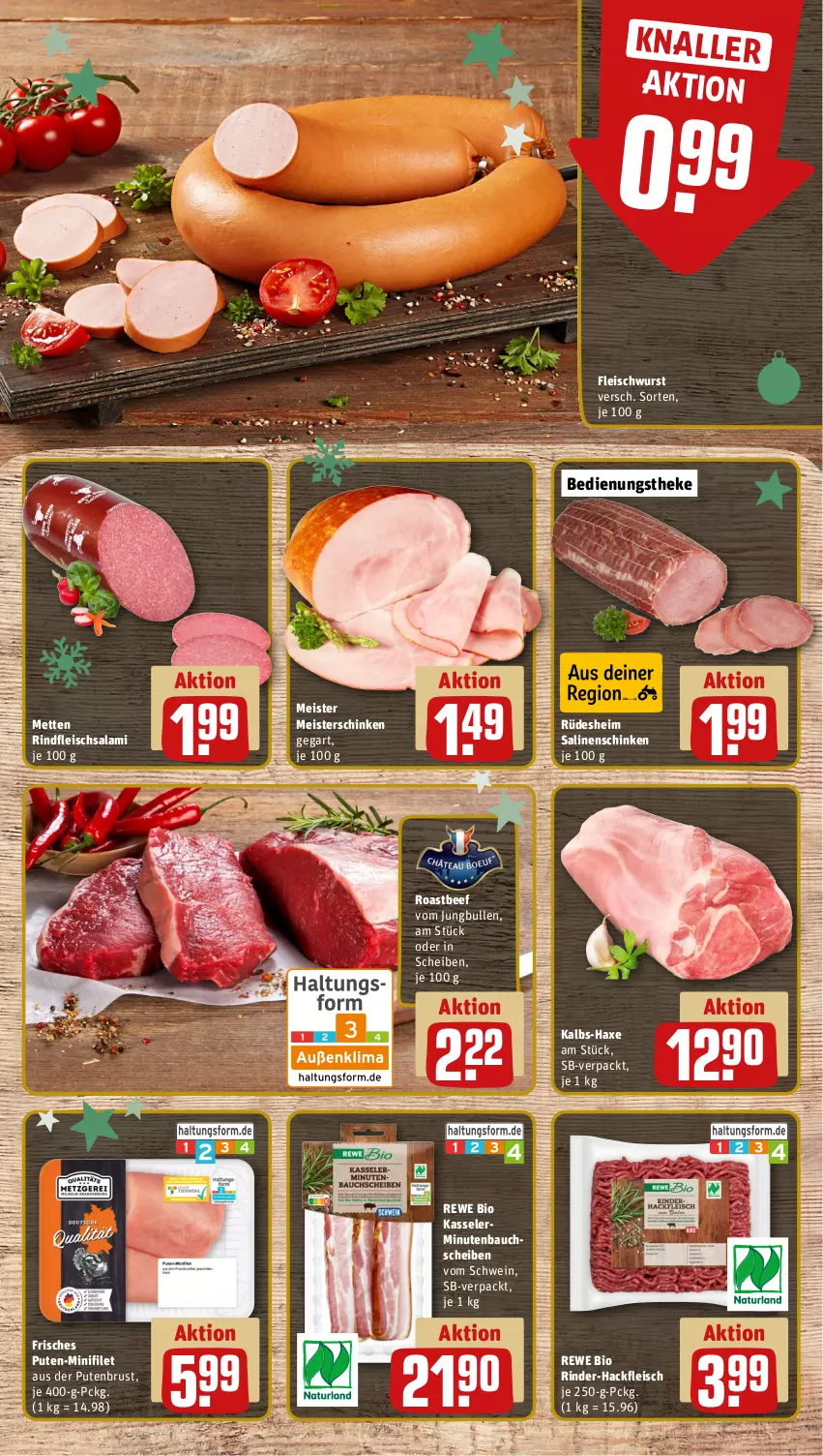 Aktueller Prospekt Rewe - Prospekte - von 02.12 bis 07.12.2024 - strona 8 - produkty: axe, Bau, beef, bio, eis, filet, fleisch, fleischwurst, hackfleisch, Haxe, jungbullen, kasseler, Meister, Mett, metten, pute, putenbrust, rewe bio, rind, rinder, rinder-hackfleisch, rindfleisch, roastbeef, salami, schinken, schwein, Ti, wein, wurst