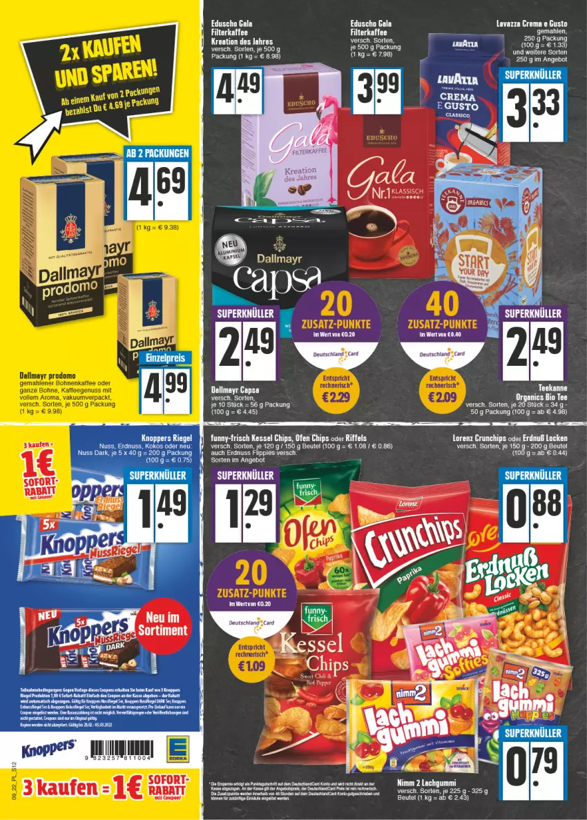 Aktueller Prospekt E Center - Angebote der Woche - von 28.02 bis 05.03.2022 - strona 12 - produkty: angebot, beutel, bio, coupon, erdnuss, filterkaffee, flippies, Heu, kaffee, lachgummi, lavazza, Nimm 2, nuss, tee, Ti