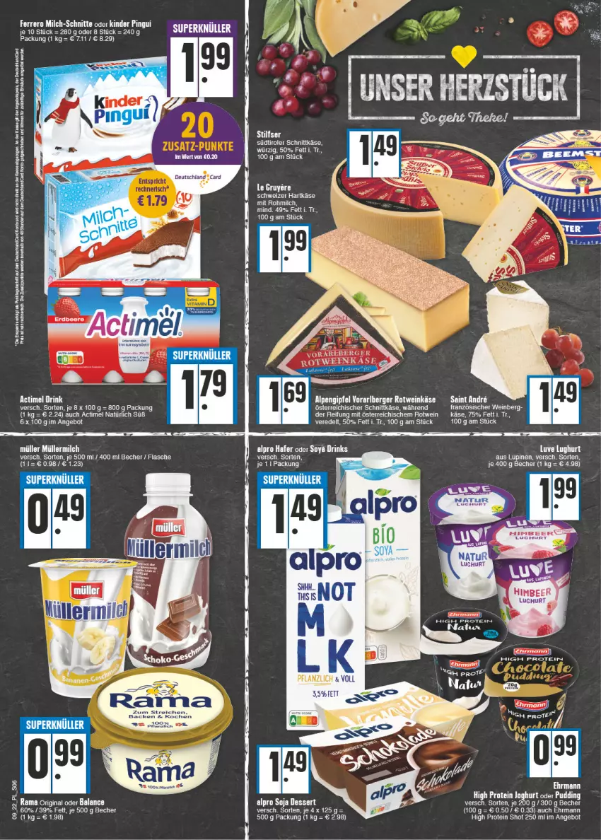 Aktueller Prospekt E Center - Angebote der Woche - von 28.02 bis 05.03.2022 - strona 6 - produkty: actimel, alpro, angebot, Becher, Berger, dessert, deutschland card, ehrmann, eis, erde, flasche, gin, hartkäse, Käse, LG, milch, Müller, müllermilch, österreichischer schnittkäse, rama, reis, Ria, rotwein, schnittkäse, schweizer hartkäse, soja, südtiroler, tee, Ti, usb, wein, Weinkäse