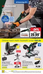 Gazetka promocyjna Lidl - Aktionsprospekt - Gazetka - ważna od 29.07 do 29.07.2023 - strona 46 - produkty: akku, angebot, Arbeitsleuchte, aufbewahrungskoffer, dell, eis, elle, Gehrungssäge, Holz, koffer, ladegerät, latte, Leuchte, LG, Mode, ndk, Parkside, reis, Ria, Säbelsäge, säge, Schal, Schale, stichsäge, Ti, ZTE