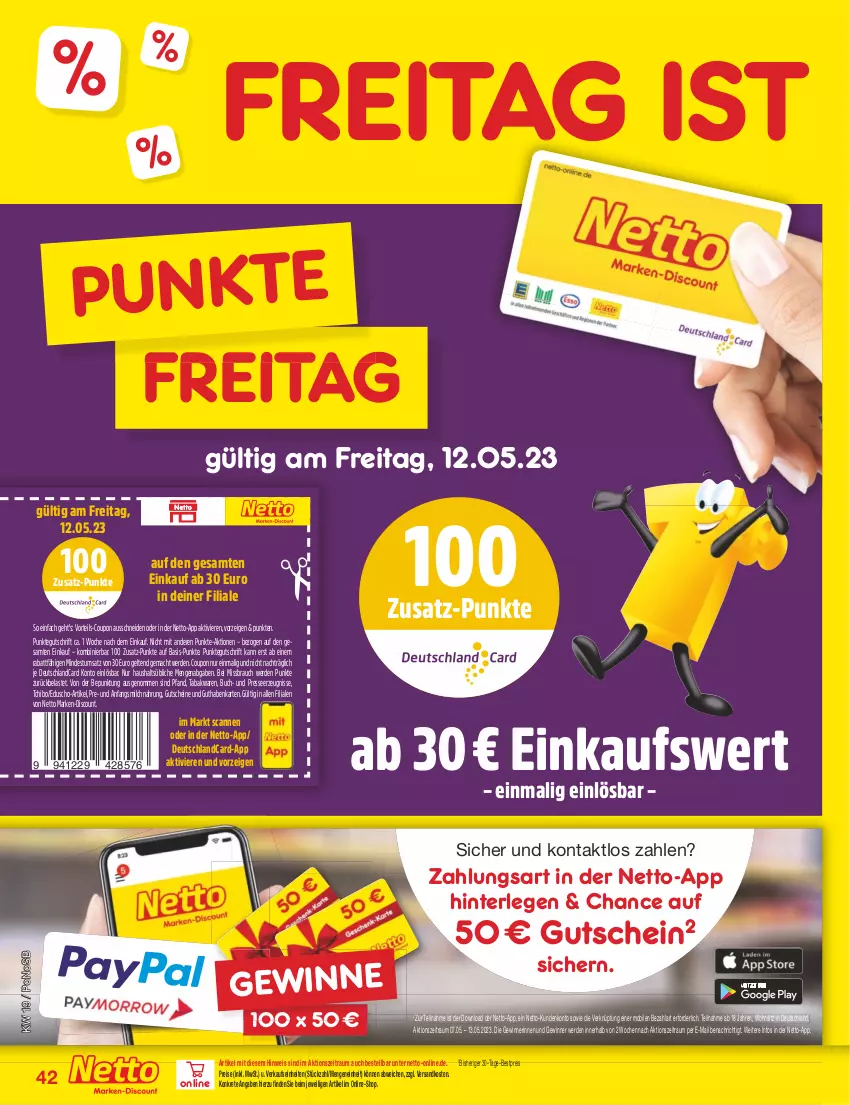 Aktueller Prospekt Netto Marken-Discount - Filial-Angebote - von 08.05 bis 13.05.2023 - strona 42 - produkty: bestpreis, buch, coupon, deutschlandcard, discount, eduscho, eis, erde, guthabenkarte, gutschein, gutscheine, mac, marken-discount, milch, ndk, Rauch, reis, Tchibo, Ti