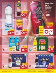 Gazetka promocyjna Netto Marken-Discount - Filial-Angebote - Gazetka - ważna od 13.05 do 13.05.2023 - strona 21 - produkty: alkohol, angebot, bestpreis, bier, Biere, coca-cola, cola, eis, erde, erdinger, fuze tea, gin, natur, orange, orangen, Paula, paulaner, pils, pilsner, premium pils, reis, rel, saft, Spezi, tee, Ti, wasser, ZTE