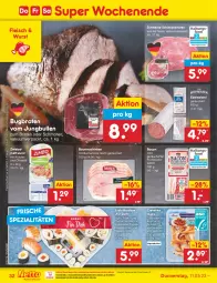 Gazetka promocyjna Netto Marken-Discount - Filial-Angebote - Gazetka - ważna od 13.05 do 13.05.2023 - strona 32 - produkty: aqua, auer, bacon, Bau, Bauer, Bauernschinken, bestpreis, braten, buch, Edelsalami, eis, fleisch, Frühstücksspeck, Holz, ingwer, jungbullen, kräuter, Mett, mettwurst, ndk, nuss, olive, oliven, olivenöl, reis, salami, salz, sauce, Schal, Schale, schinken, schinkenbraten, schwein, schweine, soja, sojasauce, Speck, Spezi, Sushi, Ti, wasa, wein, weine, wurst, wurst in selbstbedienung, zwiebel, zwiebelmettwurst