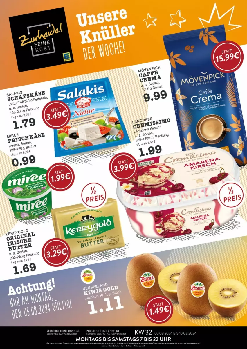 Aktueller Prospekt Edeka - Prospekte - von 03.08 bis 10.08.2024 - strona 1 - produkty: gin, kirsch, miree, natur, salakis, sim