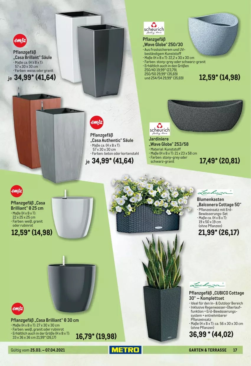 Aktueller Prospekt Metro - Garten und Terrasse - von 25.03 bis 07.04.2021 - strona 17 - produkty: Alcon, blume, blumen, eis, Garten, pflanze, pflanzen, Ria, Rubin, Ti, wasser