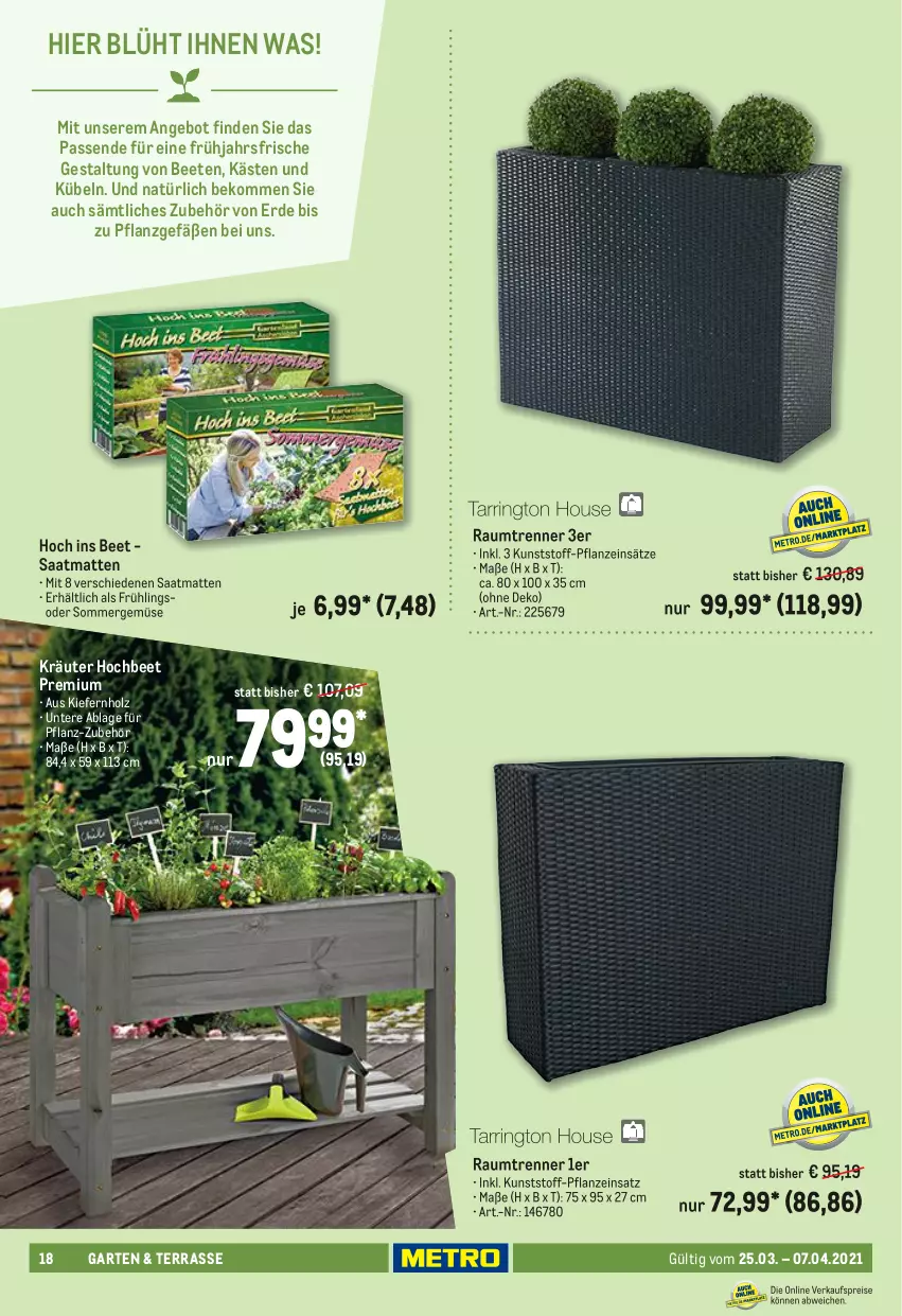 Aktueller Prospekt Metro - Garten und Terrasse - von 25.03 bis 07.04.2021 - strona 18 - produkty: angebot, beko, erde, Garten, Holz, kräuter, pflanze, Ti