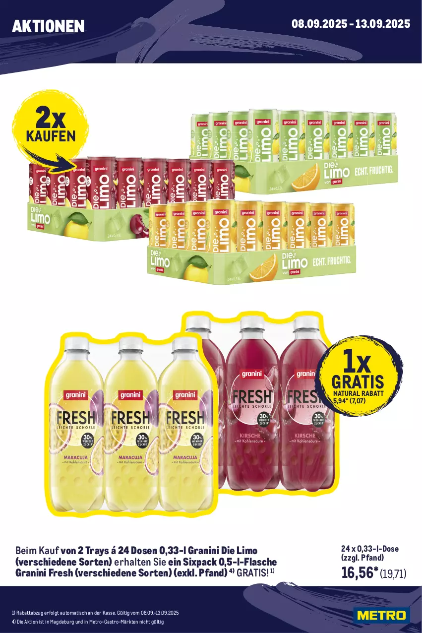 Aktueller Prospekt Metro - Wochen-Angebote Händler - von 08.09 bis 13.09.2025 - strona 3 - produkty: angebot, auer, auto, beleuchtung, eis, flasche, frucht, Germ, getränk, getränke, Glastür, granini, granini die limo, jacobs, jacobs krönung, jägermeister, kräuter, kräuterlikör, kühlschrank, LG, likör, limo, Meister, Metro, metro gastro, natur, natura, orange, Palette, rotkäppchen, Schrank, sekt, Ti, tisch