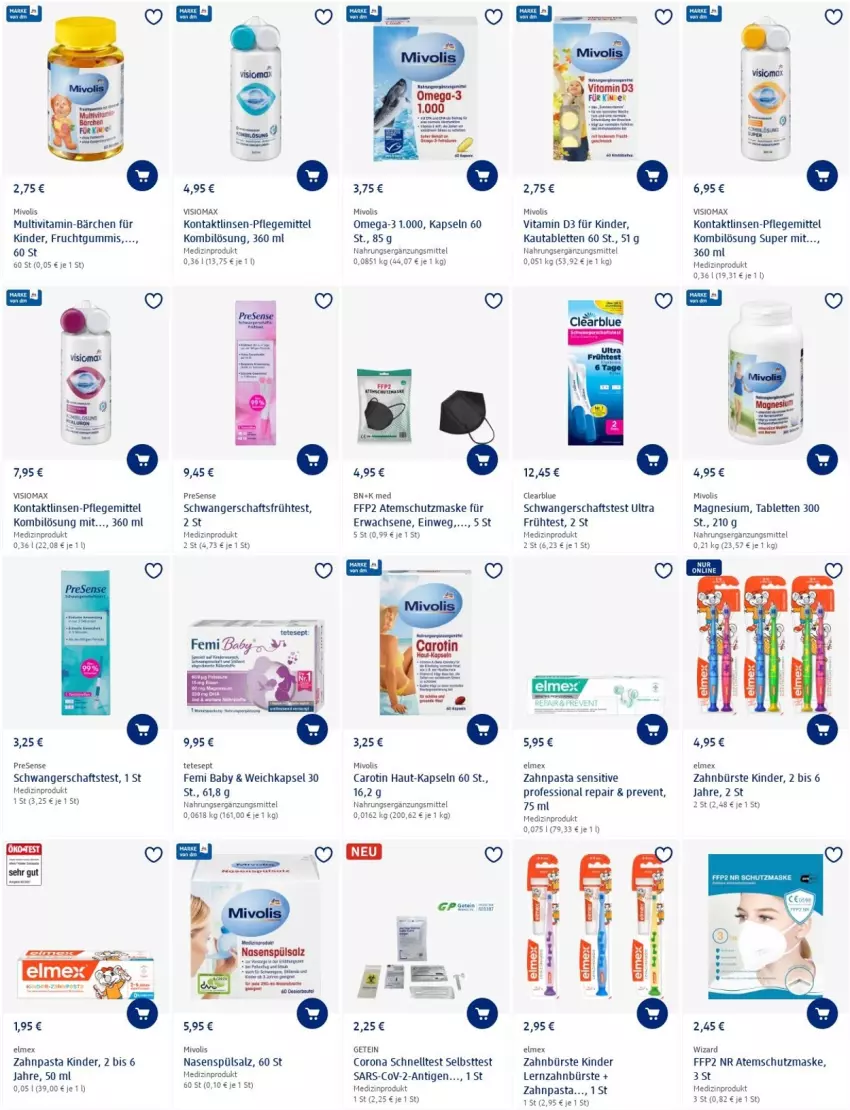 Aktueller Prospekt Dm Drogerie - Prospekte - von 09.06 bis 15.06.2022 - strona 6 - produkty: Atemschutzmaske, bürste, Clearblue, corona, elmex, FFP2, frucht, fruchtgummi, fruchtgummis, HDD, Kinder, linsen, magnesium, Maske, medizinprodukt, omega, Omega-3, pasta, salz, Schnelltest, Schwangerschaftstest, tablet, tablett, Tablette, Ti, Visiomax, vita, Vitamin D, zahnbürste, zahnpasta