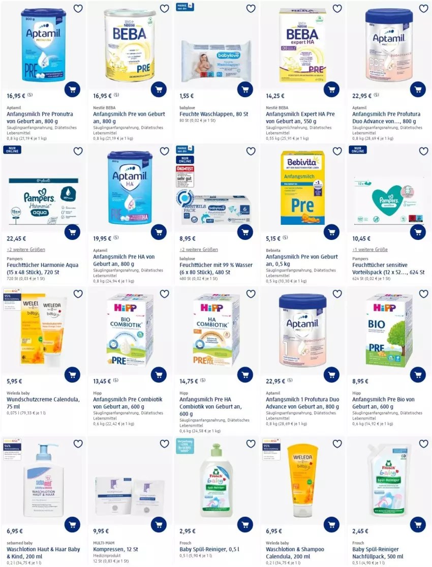 Aktueller Prospekt Dm Drogerie - Prospekte - von 09.06 bis 15.06.2022 - strona 8 - produkty: aqua, Baby Wundschutzcreme, Babylove, Beba, bebivita, bio, Calendula, creme, feuchttücher, Frosch, hipp, lebensmittel, Lotion, mam, medizinprodukt, milch, pampers, reiniger, Schutzcreme, sebamed, shampoo, Ti, tisch, tücher, varta, vita, waschlappen, Waschlotion, wasser, weleda