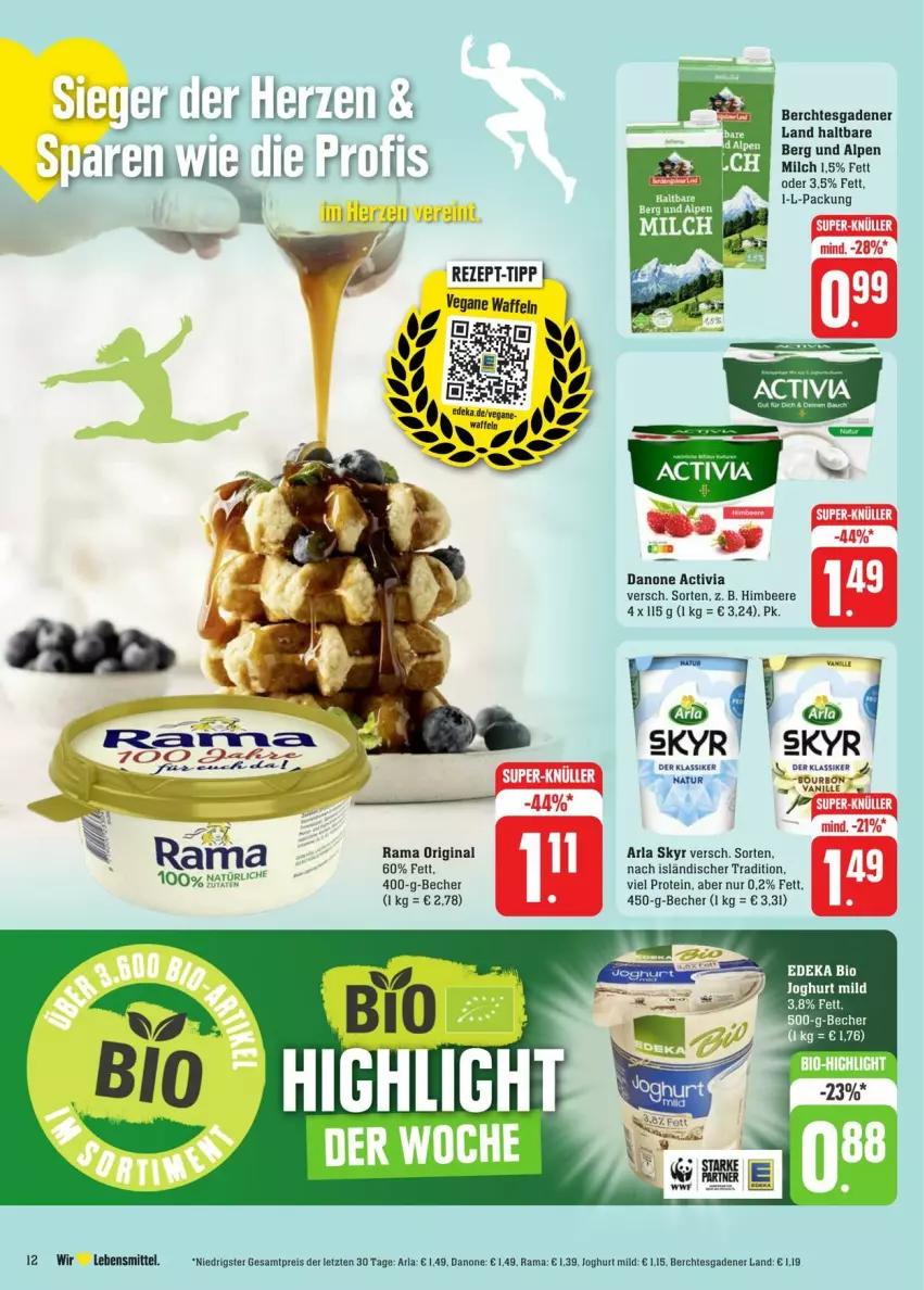 Aktueller Prospekt Edeka - Prospekte - von 27.07 bis 03.08.2024 - strona 16 - produkty: activia, arla, arla skyr, Becher, beere, bio, danone, danone activia, deka, edeka bio, eis, gin, himbeer, himbeere, joghur, joghurt, joghurt mild, lebensmittel, milch, rama, reis, rezept, rezept-tipp, Skyr, Ti, vanille, waffeln, ZTE