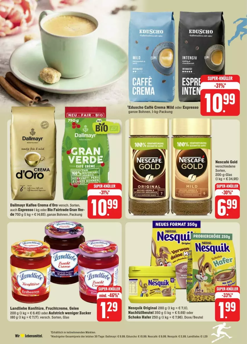 Aktueller Prospekt Edeka - Prospekte - von 27.07 bis 03.08.2024 - strona 18 - produkty: aufstrich, beutel, bio, bohne, bohnen, caffe, creme, dallmayr, eduscho, eis, espresso, frucht, gelee, gin, hafer, Handy, kaffee, konfitüre, landliebe, lebensmittel, nescafe, nesquik, oder espresso, reis, schoko, ZTE, zucker