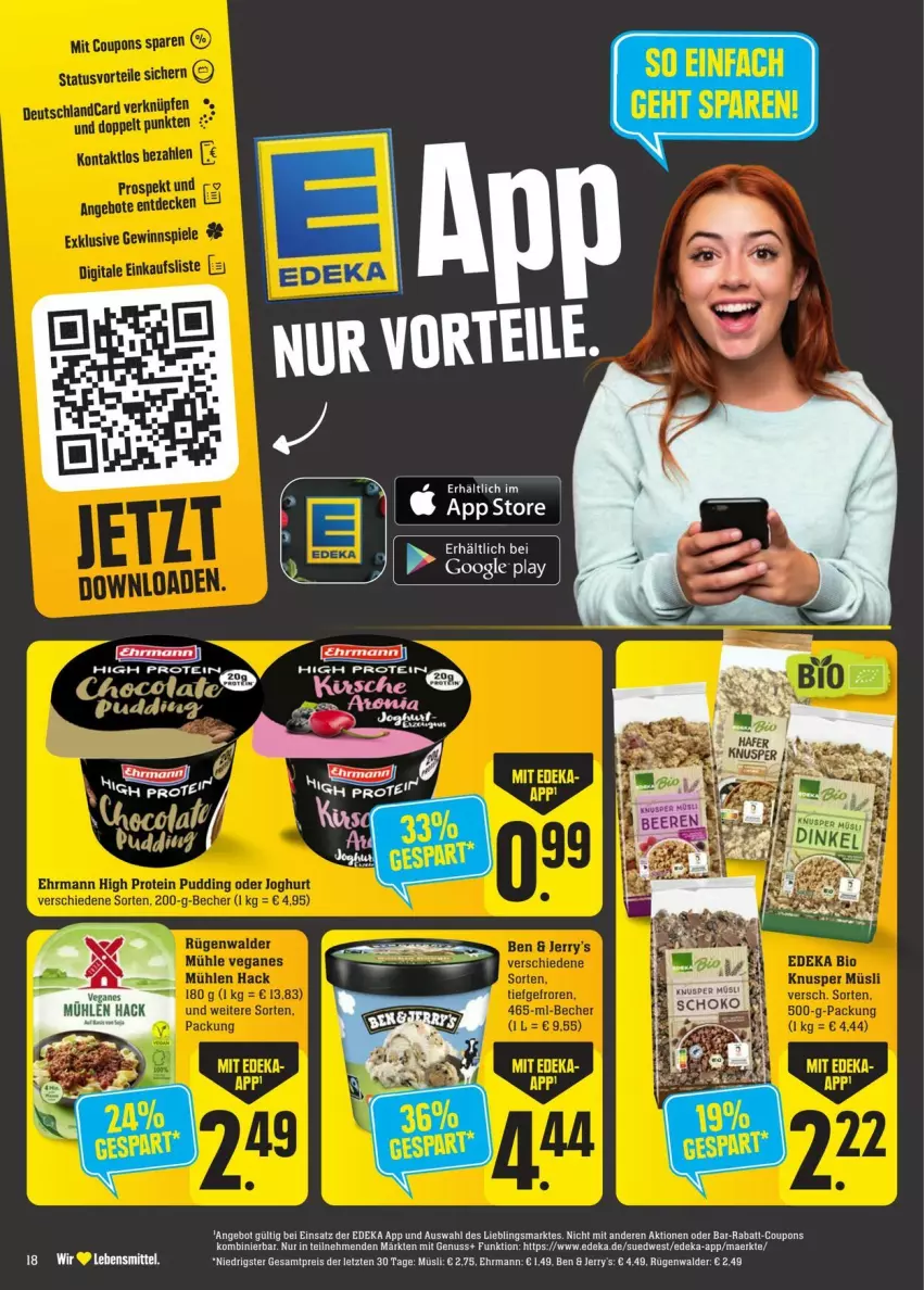 Aktueller Prospekt Edeka - Prospekte - von 27.07 bis 03.08.2024 - strona 24 - produkty: angebot, coupon, coupons, deka, ehrmann, eis, google play, lebensmittel, müsli, nuss, rabatt-coupon, reis, rügenwalder, Ti, ZTE