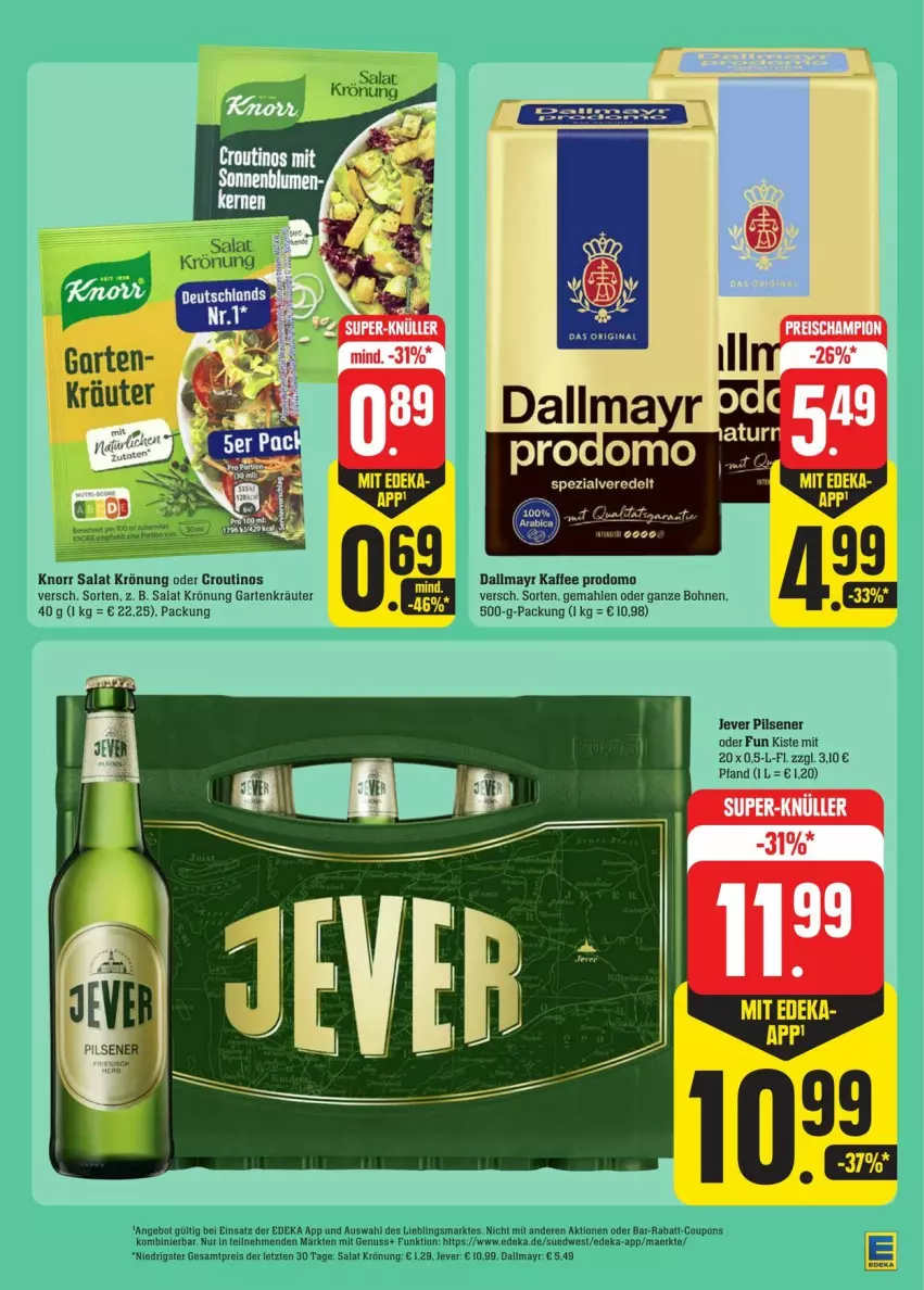 Aktueller Prospekt Edeka - Prospekte - von 27.07 bis 03.08.2024 - strona 35 - produkty: angebot, bohne, bohnen, coupon, coupons, dallmayr, deka, eis, Garten, jever, jever pilsener, kaffee, knorr, kräuter, nuss, pils, pilsener, prodomo, rabatt-coupon, reis, salat, Ti, ZTE