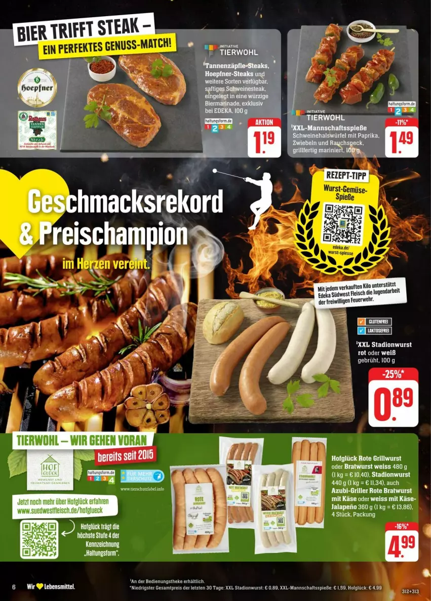 Aktueller Prospekt Edeka - Prospekte - von 27.07 bis 03.08.2024 - strona 6 - produkty: bier, bratwurst, champion, eis, fleisch, grill, Grillwurst, Käse, reis, rwe, südwest, wurst, ZTE