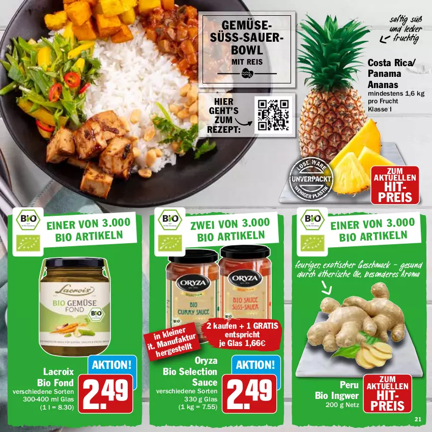 Aktueller Prospekt Hit - Prospekte - von 13.03 bis 08.04.2023 - strona 21 - produkty: ananas, auer, bio, eis, elle, Faktu, frucht, ingwer, mac, oryza, reis, rezept, saft, sauce, Ti, tisch