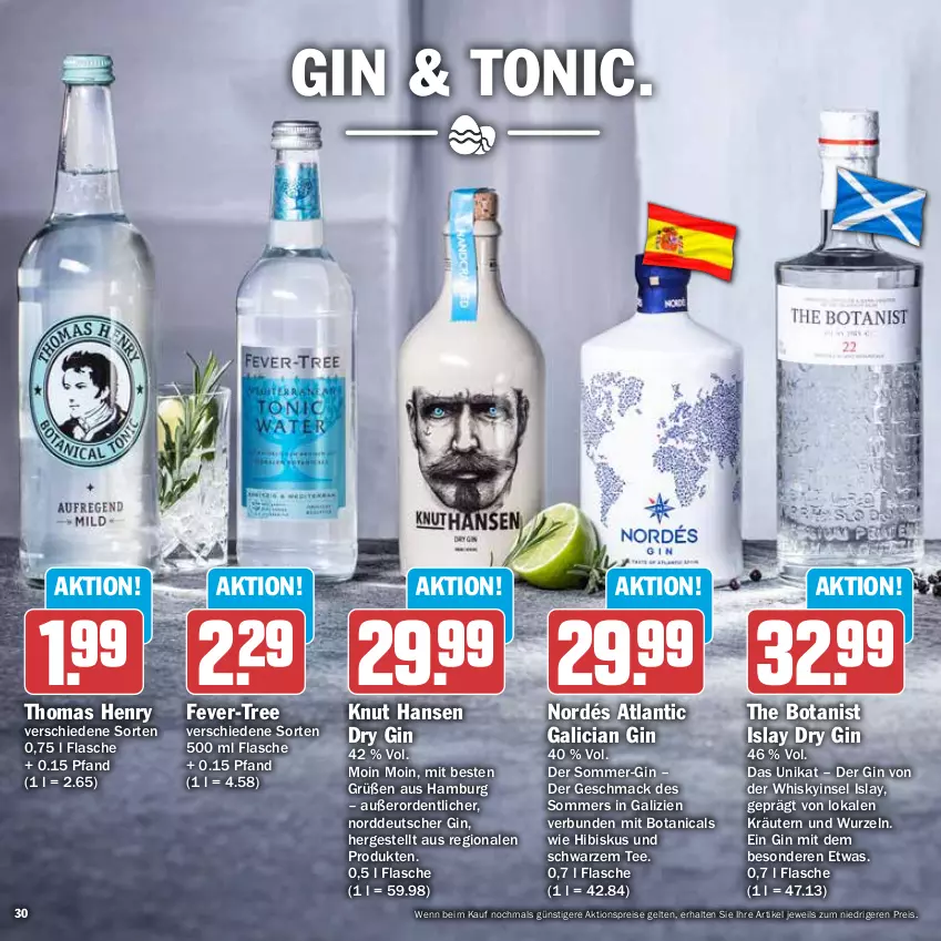 Aktueller Prospekt Hit - Prospekte - von 13.03 bis 08.04.2023 - strona 30 - produkty: aktionspreis, dry gin, eis, fever-tree, flasche, gin, kräuter, kräutern, mac, reis, tee, thomas henry, Ti, tonic, whisky