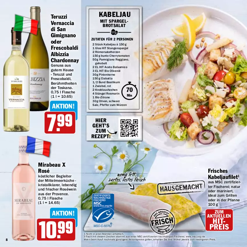 Aktueller Prospekt Hit - Prospekte - von 13.03 bis 08.04.2023 - strona 8 - produkty: ACC, aceto, aceto balsamico, aktionspreis, aldi, balsam, balsamico, basilikum, bio, brot, chardonnay, cherrytomaten, ciabatta, eis, elle, filet, fisch, fische, Fischer, flasche, fleisch, grill, ideal zum grillen, kabeljaufilet, knoblauch, küche, natur, nuss, olive, oliven, olivenöl, parmigiano, parmigiano reggiano, pfanne, pfeffer, pinienkerne, reggiano, reis, rezept, roséwein, rosmarin, salat, salatherzen, salz, Schere, spargel, stangenspargel, Ti, tomate, tomaten, wein, zitrone, zwiebel