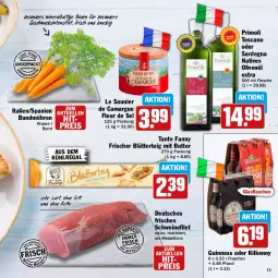 Gazetka promocyjna Hit - Prospekte - Gazetka - ważna od 08.04 do 08.04.2023 - strona 11 - produkty: aus dem kühlregal, blätterteig, Bundmöhren, butter, camargue, eis, elle, filet, flasche, glasflasche, Guinness, Kette, Kilkenny, kühlregal, mac, medaillons, möhren, natives olivenöl, natur, olive, oliven, olivenöl, olivenöl extra, regal, reis, schwein, schweine, schweinefilet, tante fanny, Ti, wein, weine