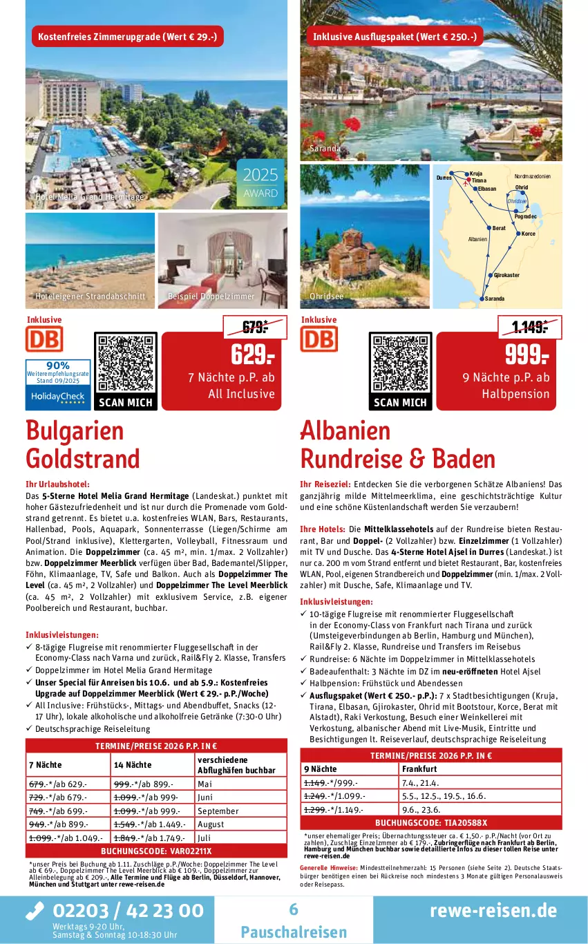 Aktueller Prospekt Rewe Reisen - Reiseprospekt - von 24.09 bis 31.10.2025 - strona 6 - produkty: alkohol, alkoholfreie getränke, aqua, Bad, Bademantel, ball, buch, decke, deutschsprachige reiseleitung, dusche, eis, elle, ente, erde, Garten, getränk, getränke, inklusivleistungen, LG, Liege, Mantel, Persona, pool, Rana, reis, reiseverlauf, rel, ring, Schal, schirme, slip, Slipper, snack, snacks, Ti, uhr, wein
