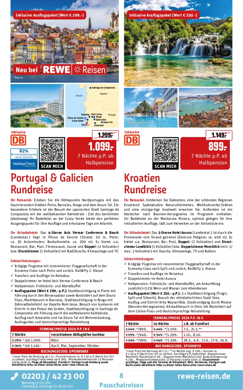 Aktueller Prospekt Rewe Reisen - Reiseprospekt - von 24.09 bis 31.10.2025 - strona 8 - produkty: auto, axe, Bad, buch, Cien, decke, deutschsprachige reiseleitung, dusche, eis, elle, erde, inklusivleistungen, jako, kurtaxe, natur, pool, pril, reis, Ria, rum, rwe, Schal, Ti, uhr, wasser, wein
