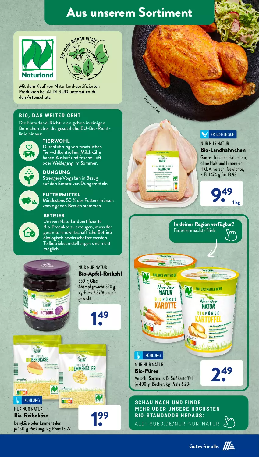 Aktueller Prospekt AldiSud - IN ZWEI WOCHEN - von 26.02 bis 02.03.2024 - strona 32 - produkty: aldi, apfel, Becher, Bergkäse, bio, eis, emmentaler, erde, fleisch, kartoffel, Käse, milch, natur, naturland, püree, Reibekäse, reis, rotkohl, Ti